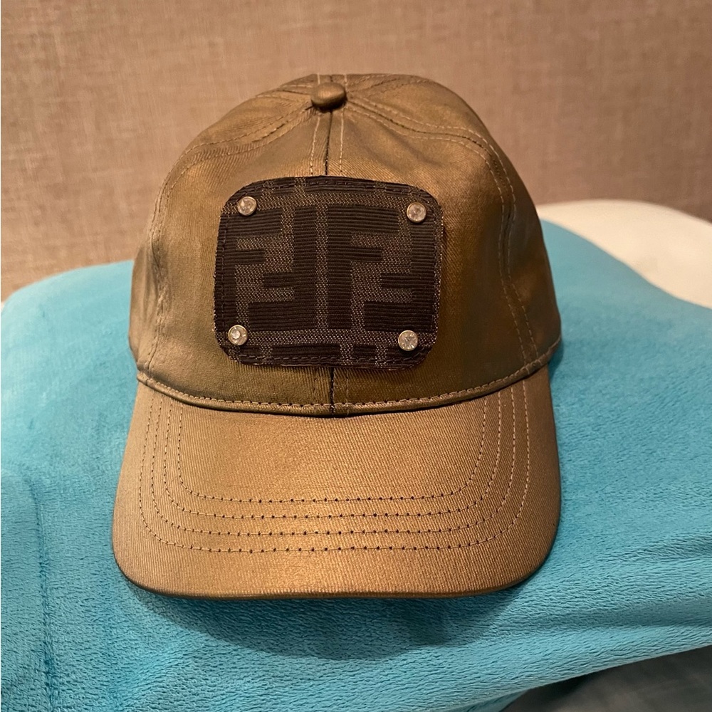 Upcycled Fendi baseball cap..beautiful bronze color..new